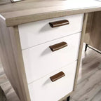 Scrivania da ufficio moderna Ellington 56 in legno a 6 cassetti con base in metallo