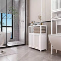 Large Capacity Bamboo Bathroom Storage Cabinet with One Open Shelf, White