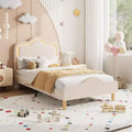 Full/ Twin/ Queen Velvet Upholstered Platform Bed frame with Adjustable Headboard and Footboard, Wooden Slats Support, No Box Spring Needed, Beige