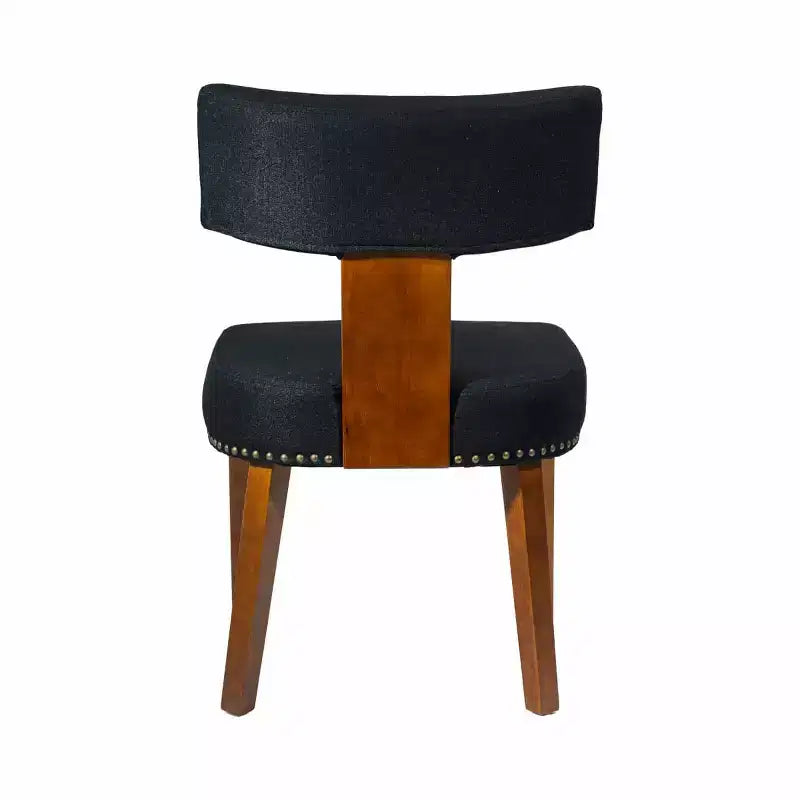 Set di 2 sedie da pranzo imbottite in lino in stile Mid-Century con borchie e telaio in legno, senza braccioli, per sala da pranzo o appartamento