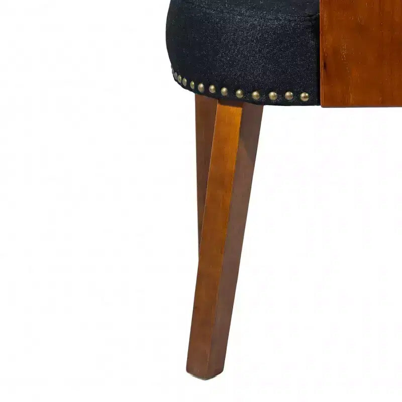 Set di 2 sedie da pranzo imbottite in lino in stile Mid-Century con borchie e telaio in legno, senza braccioli, per sala da pranzo o appartamento