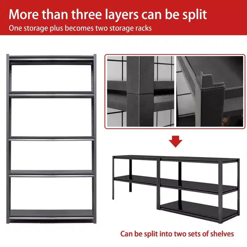 Scaffalature metalliche resistenti a 5 ripiani, 183 cm di altezza - 907 kg totali, 120 x 60 cm (L x P) extra spaziose e regolabili, per garage/cucina/palestra/magazzino