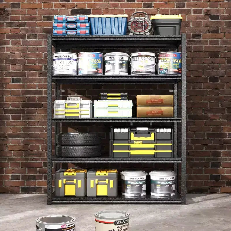 Scaffalature metalliche resistenti a 5 ripiani, 183 cm di altezza - 907 kg totali, 120 x 60 cm (L x P) extra spaziose e regolabili, per garage/cucina/palestra/magazzino