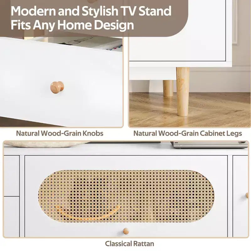 Mobile TV bianco da 70 pollici per TV fino a 80 pollici, tavolo console TV con cassetti per soggiorno e camera da letto