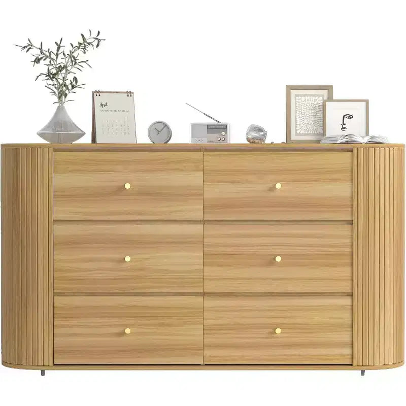 Acekool 9-Drawer Farmhouse Dresser with Power Outlet, Vintage Chest of Drawers Organizer with Metal Handles for Bedroom, Living Room, Hallway