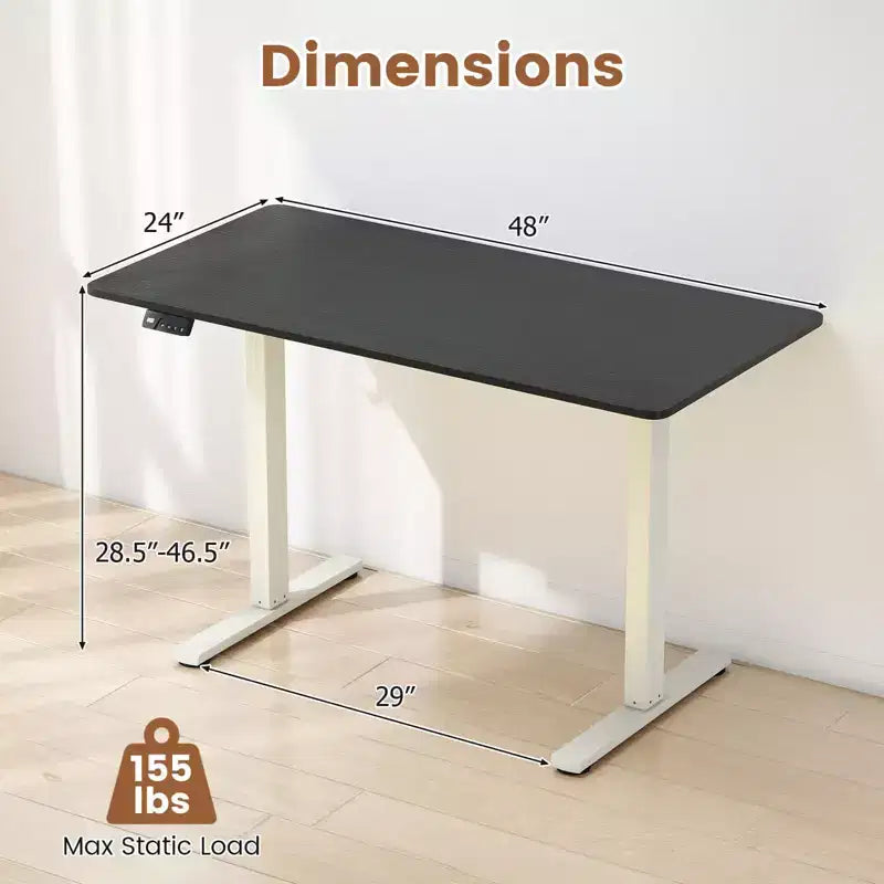 Scrivania Elettrica Regolabile 48" x 24" con Display LED e 2 Memorie di Altezza per Casa