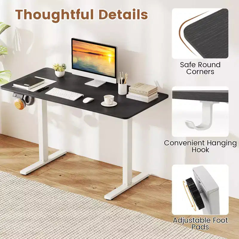 Scrivania Elettrica Regolabile 48" x 24" con Display LED e 2 Memorie di Altezza per Casa
