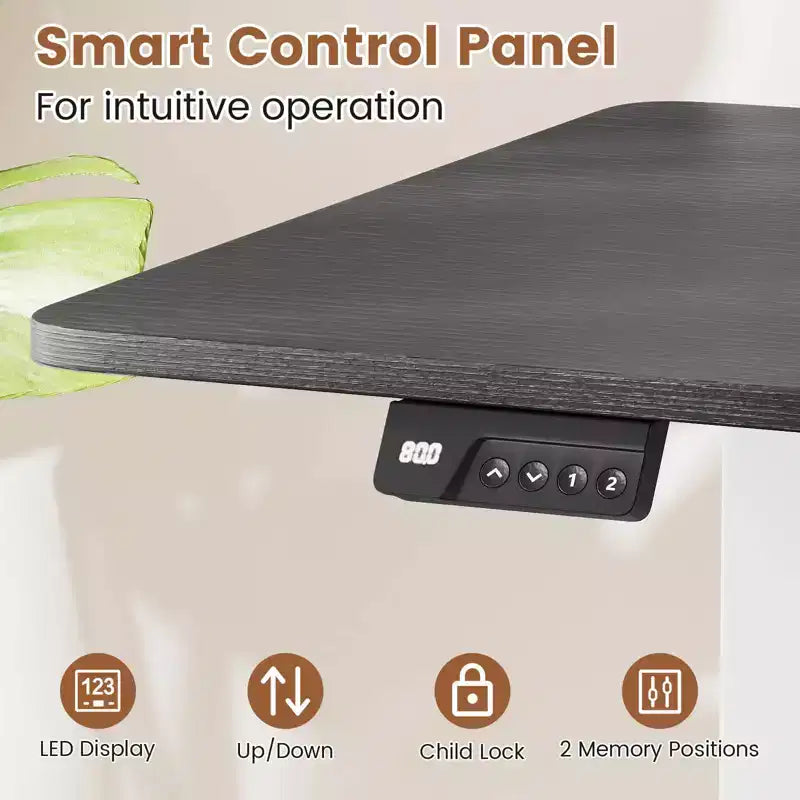 Scrivania Elettrica Regolabile 48" x 24" con Display LED e 2 Memorie di Altezza per Casa