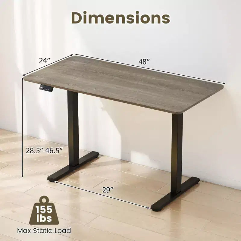 Scrivania Elettrica Regolabile 48" x 24" con Display LED e 2 Memorie di Altezza per Casa
