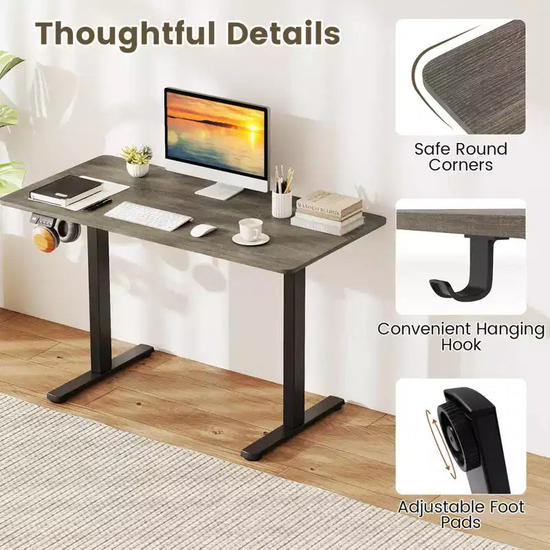 Scrivania Elettrica Regolabile 48" x 24" con Display LED e 2 Memorie di Altezza per Casa