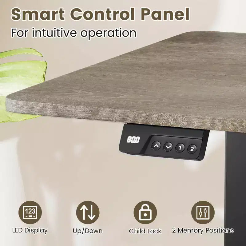 Scrivania Elettrica Regolabile 48" x 24" con Display LED e 2 Memorie di Altezza per Casa