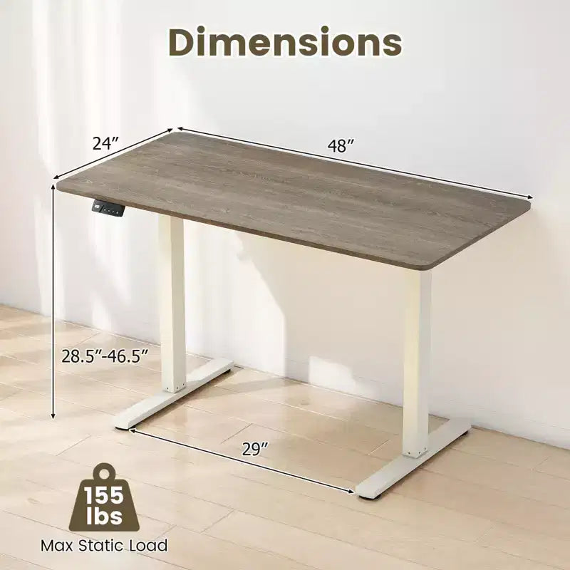 Scrivania Elettrica Regolabile 48" x 24" con Display LED e 2 Memorie di Altezza per Casa