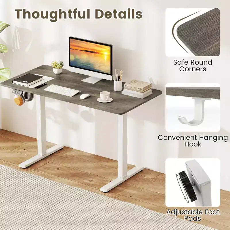 Scrivania Elettrica Regolabile 48" x 24" con Display LED e 2 Memorie di Altezza per Casa