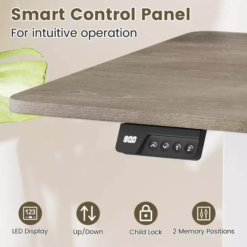 Scrivania Elettrica Regolabile 48" x 24" con Display LED e 2 Memorie di Altezza per Casa