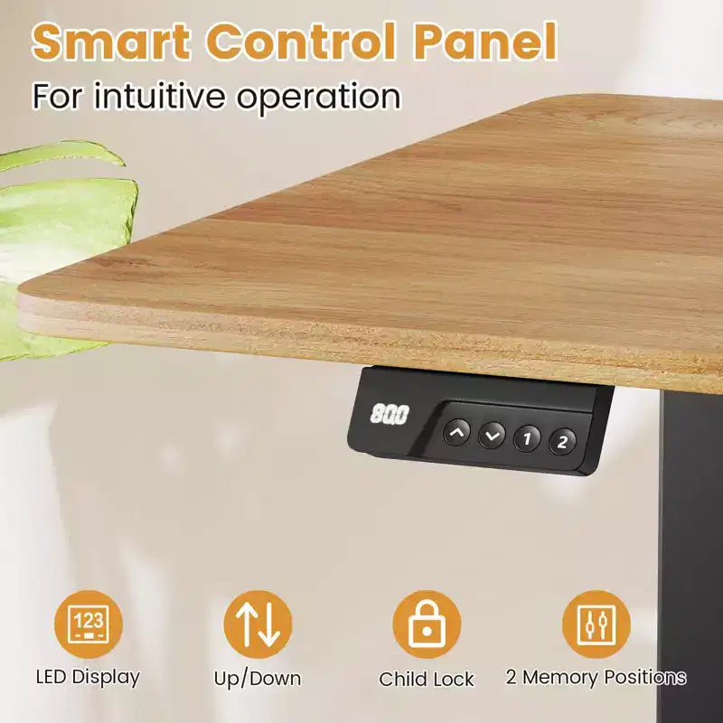 Scrivania Elettrica Regolabile 48" x 24" con Display LED e 2 Memorie di Altezza per Casa