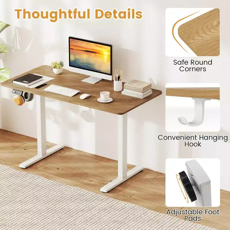 Scrivania Elettrica Regolabile 48" x 24" con Display LED e 2 Memorie di Altezza per Casa