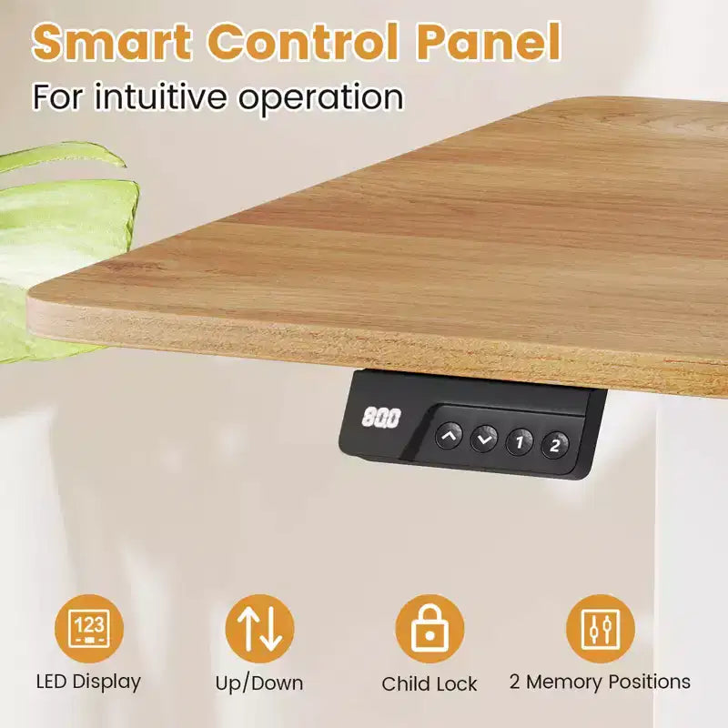Scrivania Elettrica Regolabile 48" x 24" con Display LED e 2 Memorie di Altezza per Casa