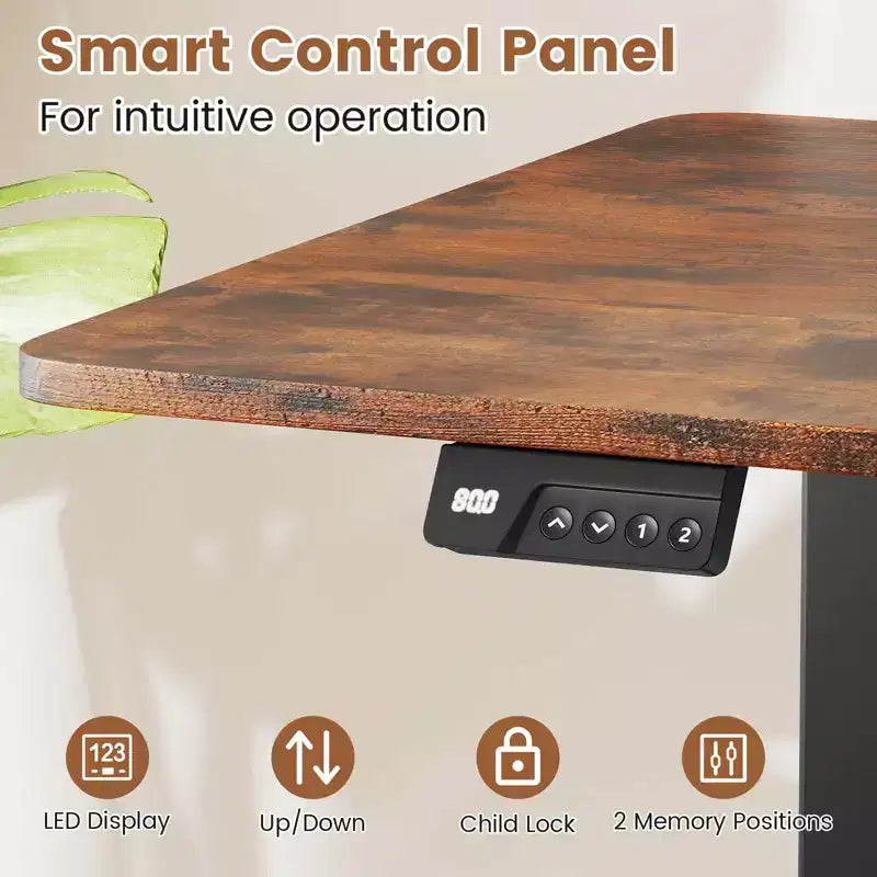 Scrivania Elettrica Regolabile 48" x 24" con Display LED e 2 Memorie di Altezza per Casa