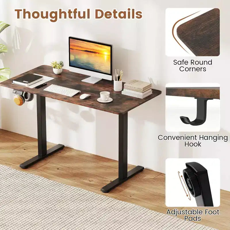 Scrivania Elettrica Regolabile 48" x 24" con Display LED e 2 Memorie di Altezza per Casa