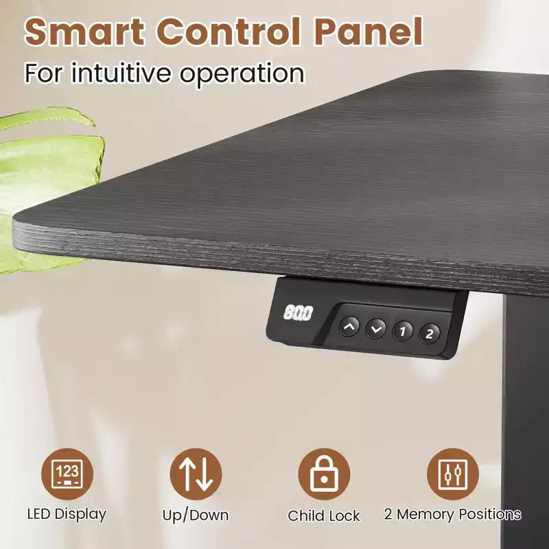 Scrivania Elettrica Regolabile 48" x 24" con Display LED e 2 Memorie di Altezza per Casa