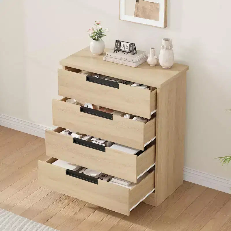 Cassettiera a 4 cassetti, Comò per camera da letto, Comò organizer in legno con maniglie integrate per soggiorno, corridoio