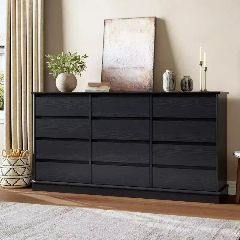 Drawer Dresser for Bedroom, Wooden Chest of Drawers, Double Drawer TV Stand, Clothes Storage Organizer for Closet Hallway Bedroom,