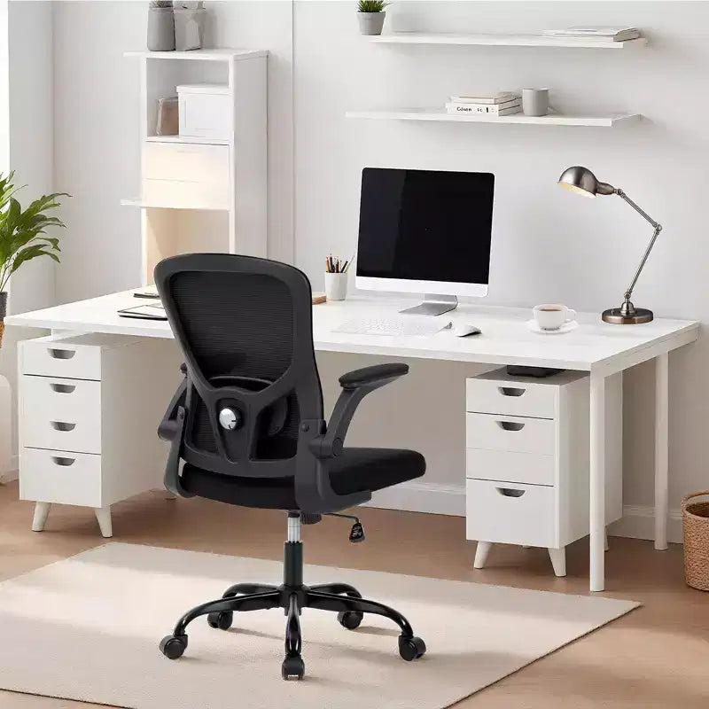 Sedia da ufficio ergonomica premium in rete grigio chiaro - Altezza regolabile, braccioli ribaltabili e supporto lombare - Comoda seduta girevole per casa, gaming e lavoro