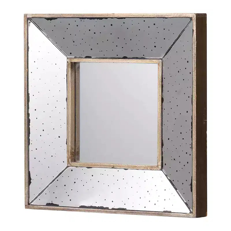 Specchio da parete quadrato in argento anticato 30 x 30 cm