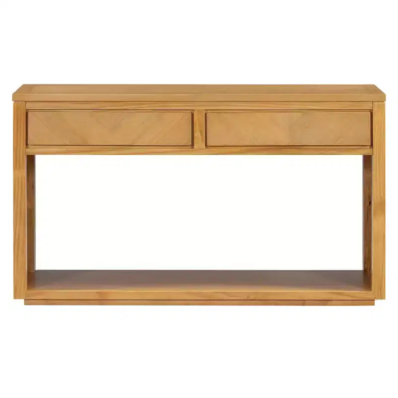 Tavolo Consolle Clihome 55, Tavolo d'Ingresso Rustico in Legno con Cassetti e Ripiano Aperto, Elegante Tavolo da Divano per Corridoio e Soggiorno